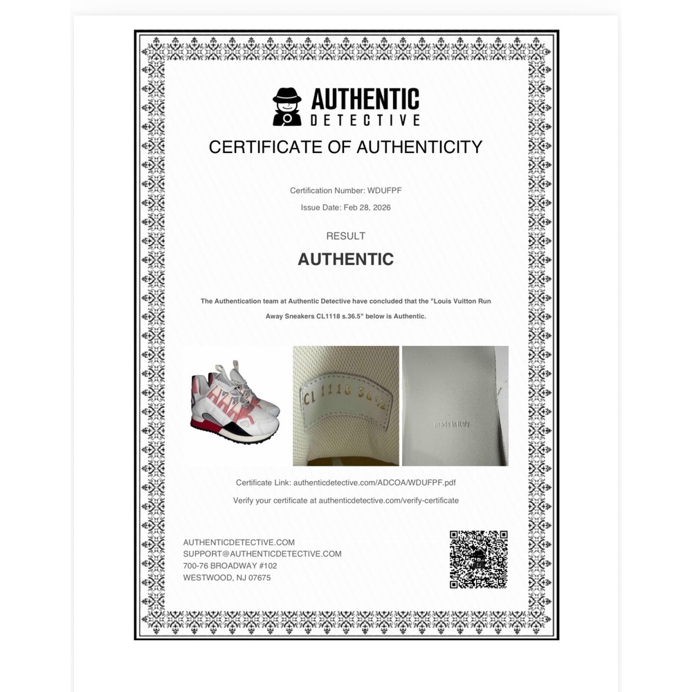 Louis Vuitton Run Away Sneaker Women's 36.5 White Pink CL1118 Made‎ in Italy - Picture 16 of 16